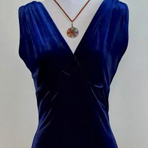 Vintage Reggio Gown Blue Velvet Formal Maxi Dress Sexy Prom Size 8 Sleeveless